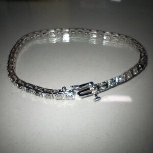 RESERVED!  14Kt WG 3-Carat Blue & White Diamond “Half Moon” Eternity Bracelet